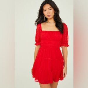 Altard State Red Clip Dot Dress